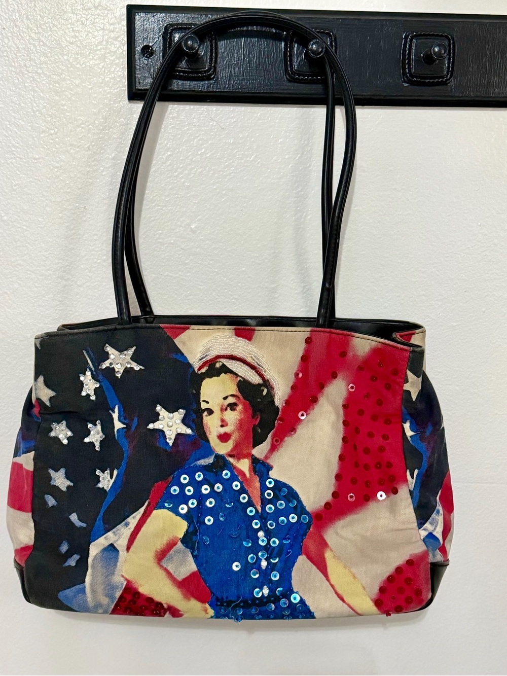 Patriotic Sequin Women’s Tote Bag - Blue, Red, White